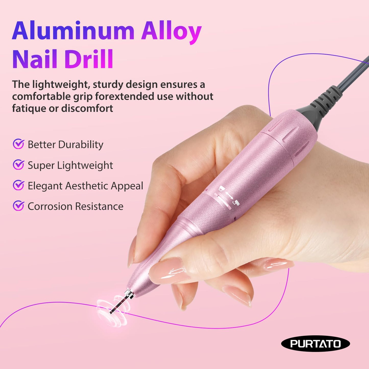 Professional Nail Drill 40,000 RPM, Rechargeable,LCD Display E File Machine for Acrylic Nails Gel Polishing Removing Portable Nails Efile Tools for Manicure Salon & Home (Silver)