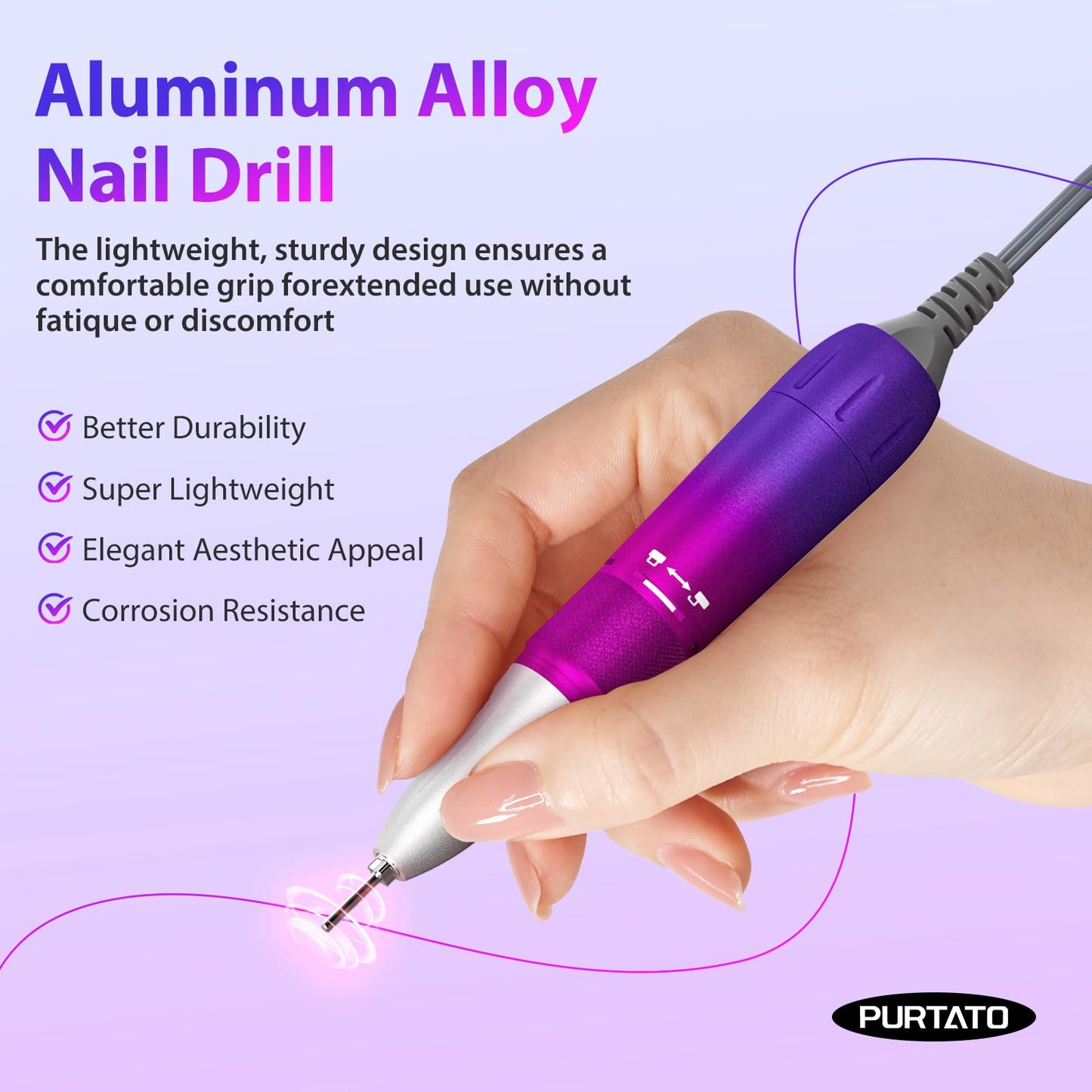 Professional Nail Drill 40,000 RPM, Rechargeable,LCD Display E File Machine for Acrylic Nails Gel Polishing Removing Portable Nails Efile Tools for Manicure Salon & Home (Silver)