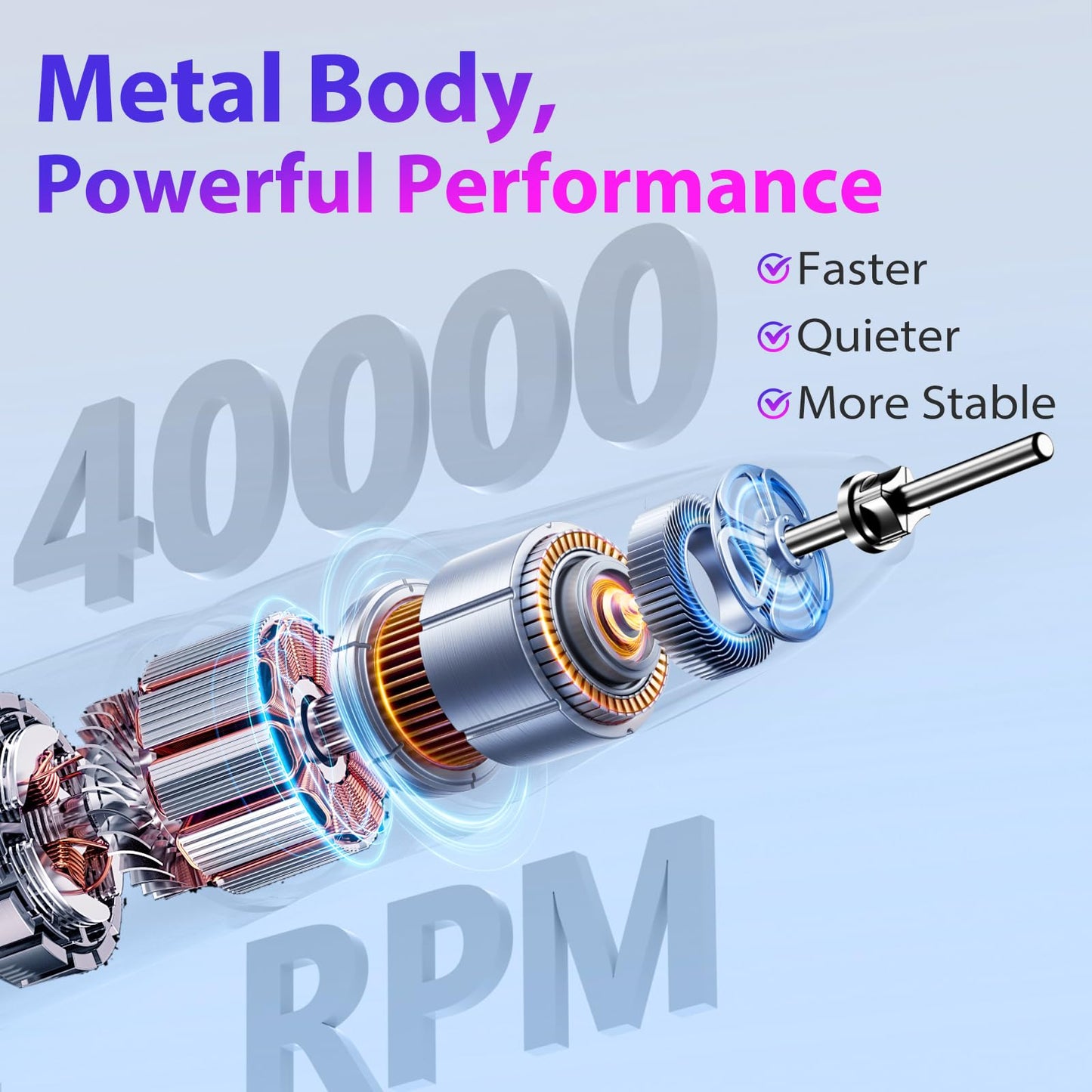 Professional Nail Drill 40,000 RPM, Rechargeable,LCD Display E File Machine for Acrylic Nails Gel Polishing Removing Portable Nails Efile Tools for Manicure Salon & Home (Silver)